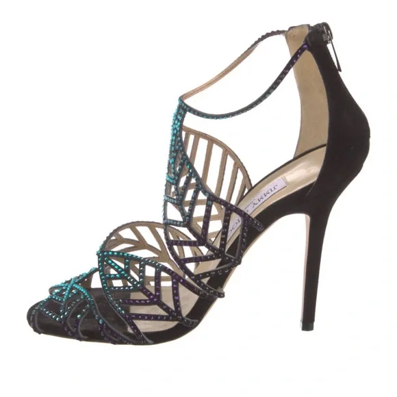 NWOB Jimmy Choo Black Suede Crystal Kallai Pumps - Picture 7 of 7